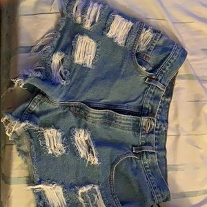 Distressed Levi’s jean shorts